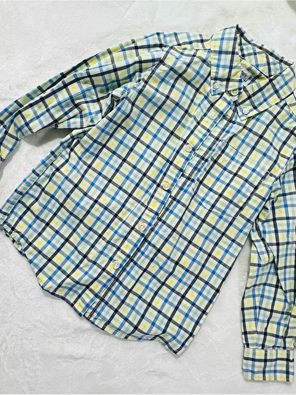 Carter's Plaid Button-Down Shirt in Blue, Yellow, and White